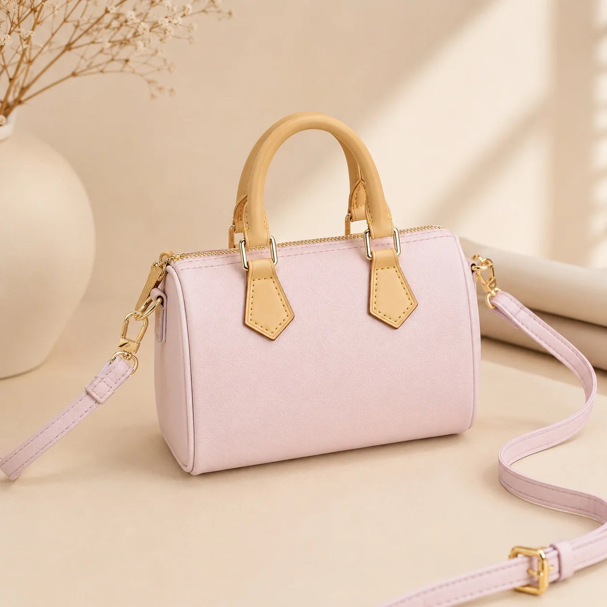 Premium Square Leather Crossbody Handbag For Everyday Travel