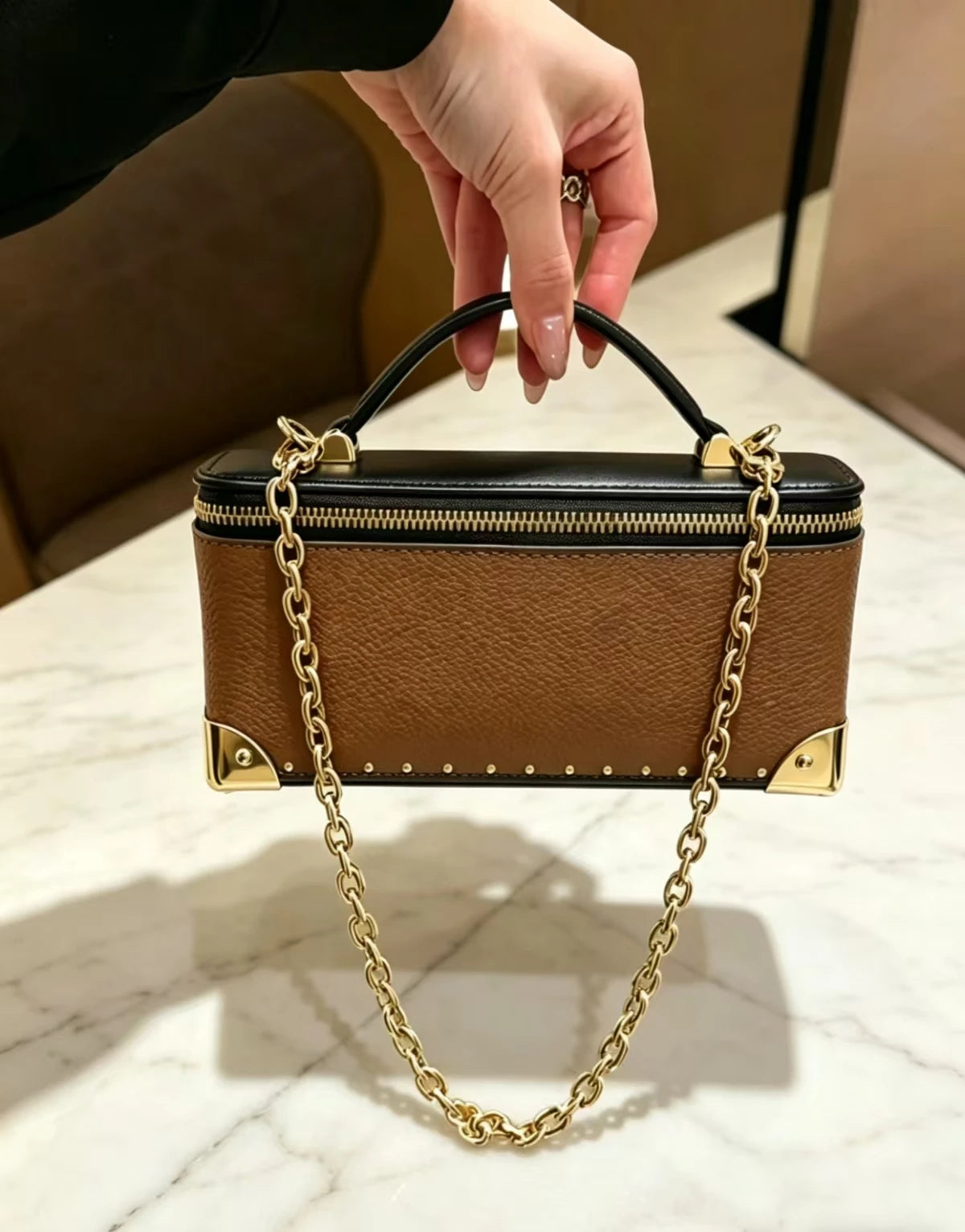 Canvas Makeup Bag For Women With Chain Crossbody Handbag