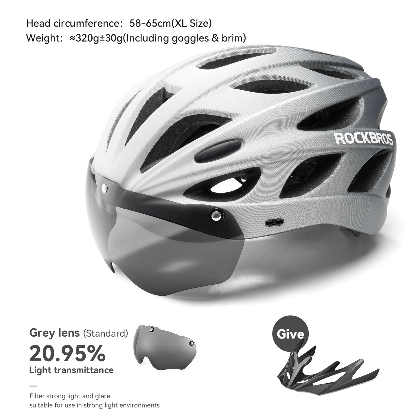 ROCKBROS Lightweight Integrated Cycling Helmet With Goggles