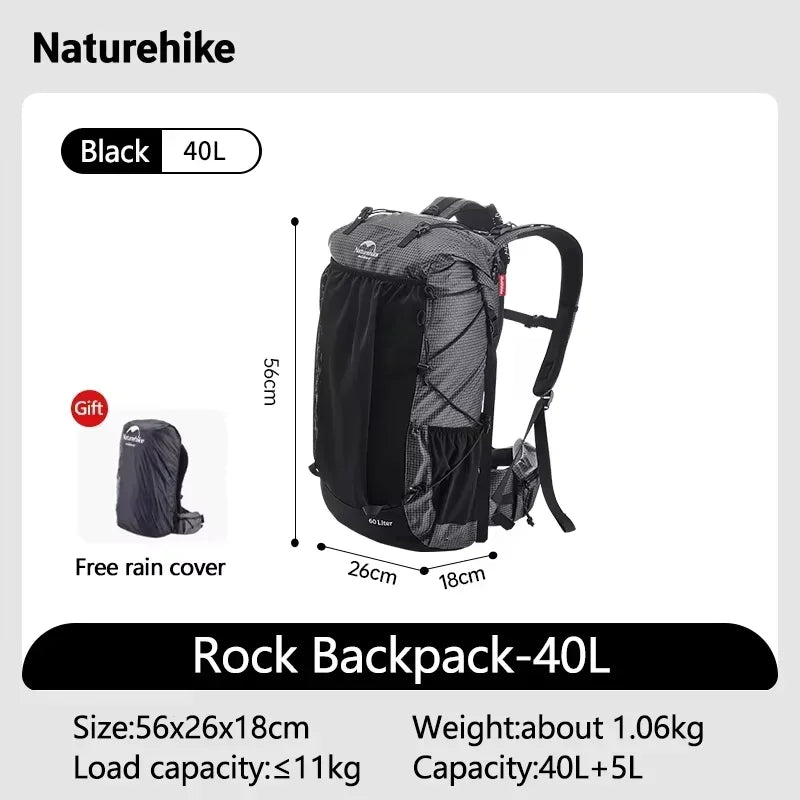 Naturehike Rock Outdoor Backpack Capacity Hiking Pack Rain Cover