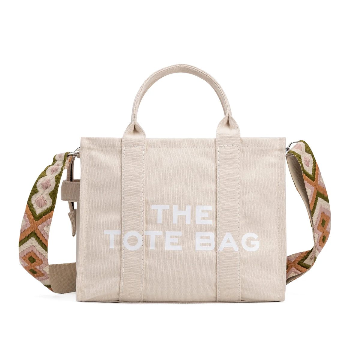 Sequined Canvas Crossbody Tote Bag With Secure Zipper