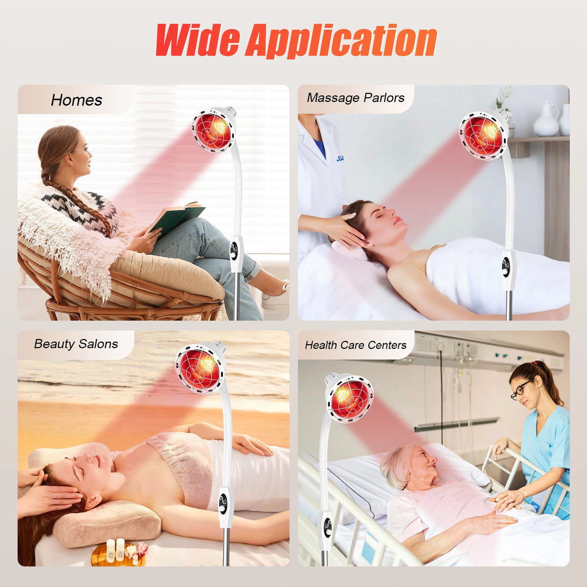 275W Adjustable Infrared Heat Lamp with 360 Rotatable Temp Control