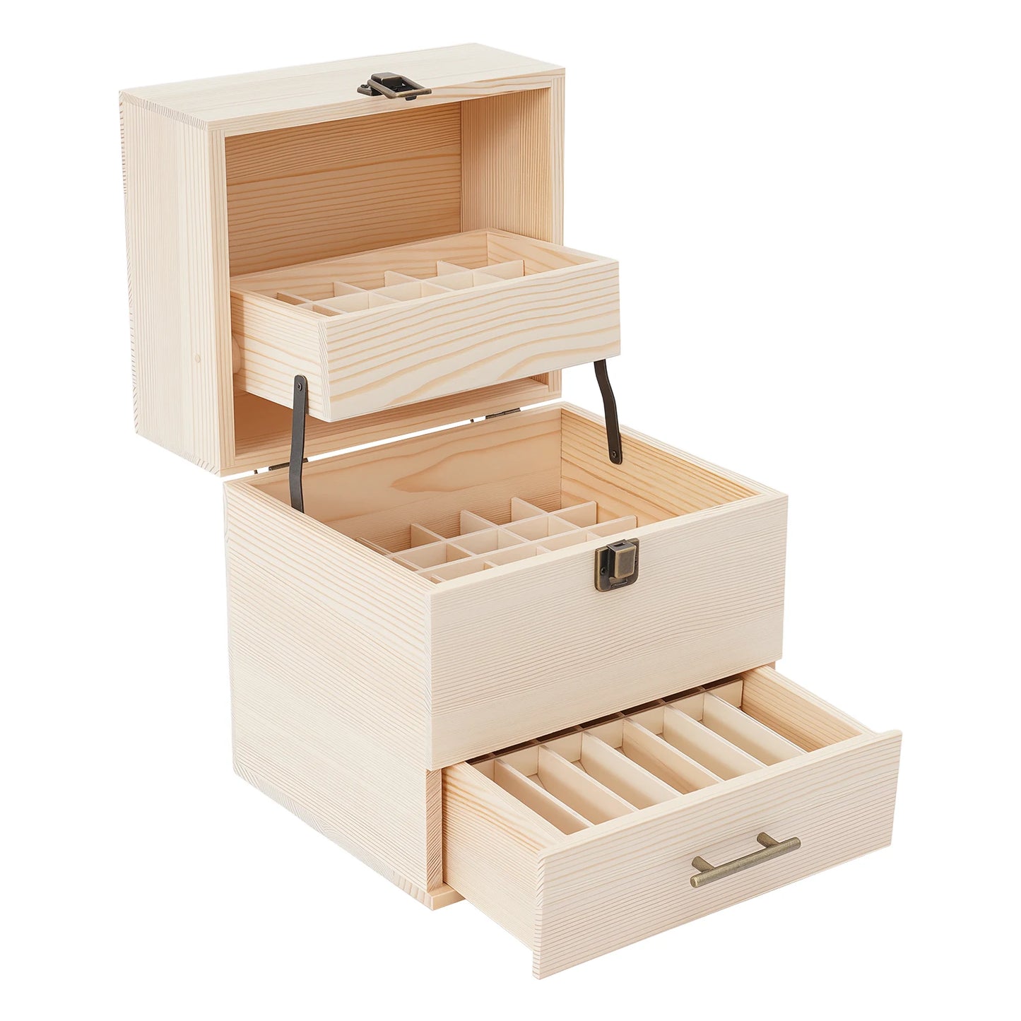 3-Tier Wooden Essential Oil Box Organizer For Aromatherapy Bottles