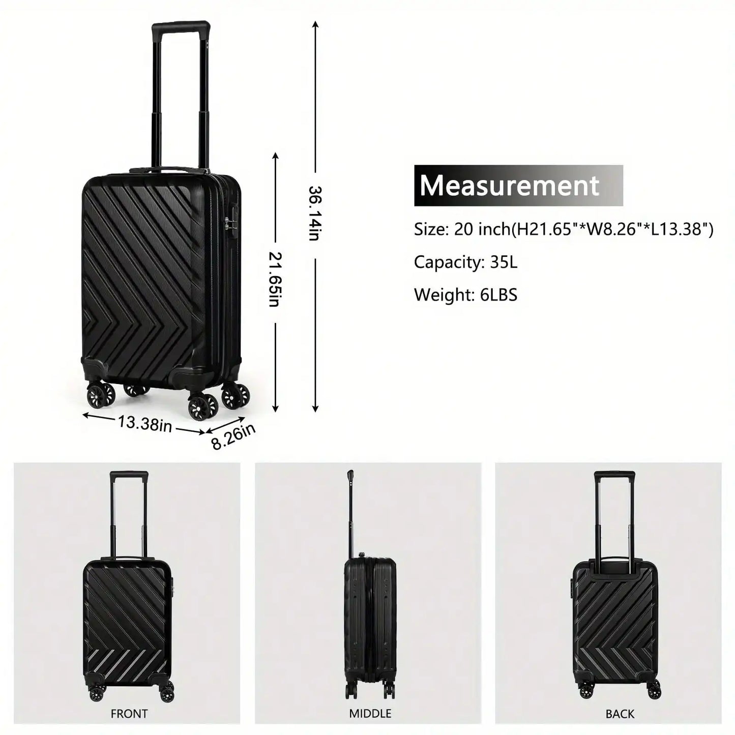 ABS Trolley Luggage Case With Spinner Wheels And Customs Lock