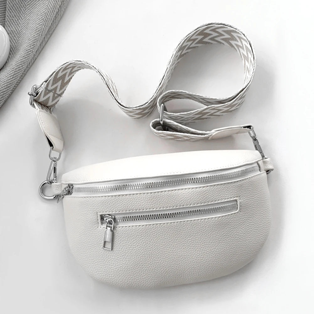 Shunmaii Women Crossbody Bag With Wide Strap Retro Fanny Pack