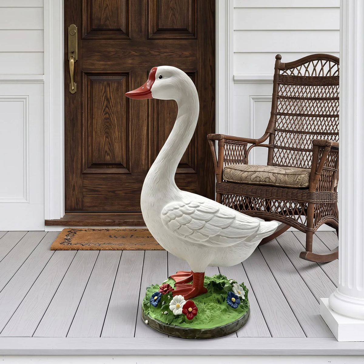 Kesoto DIY Paintable Garden Goose Statue For Outdoor Yard Decor