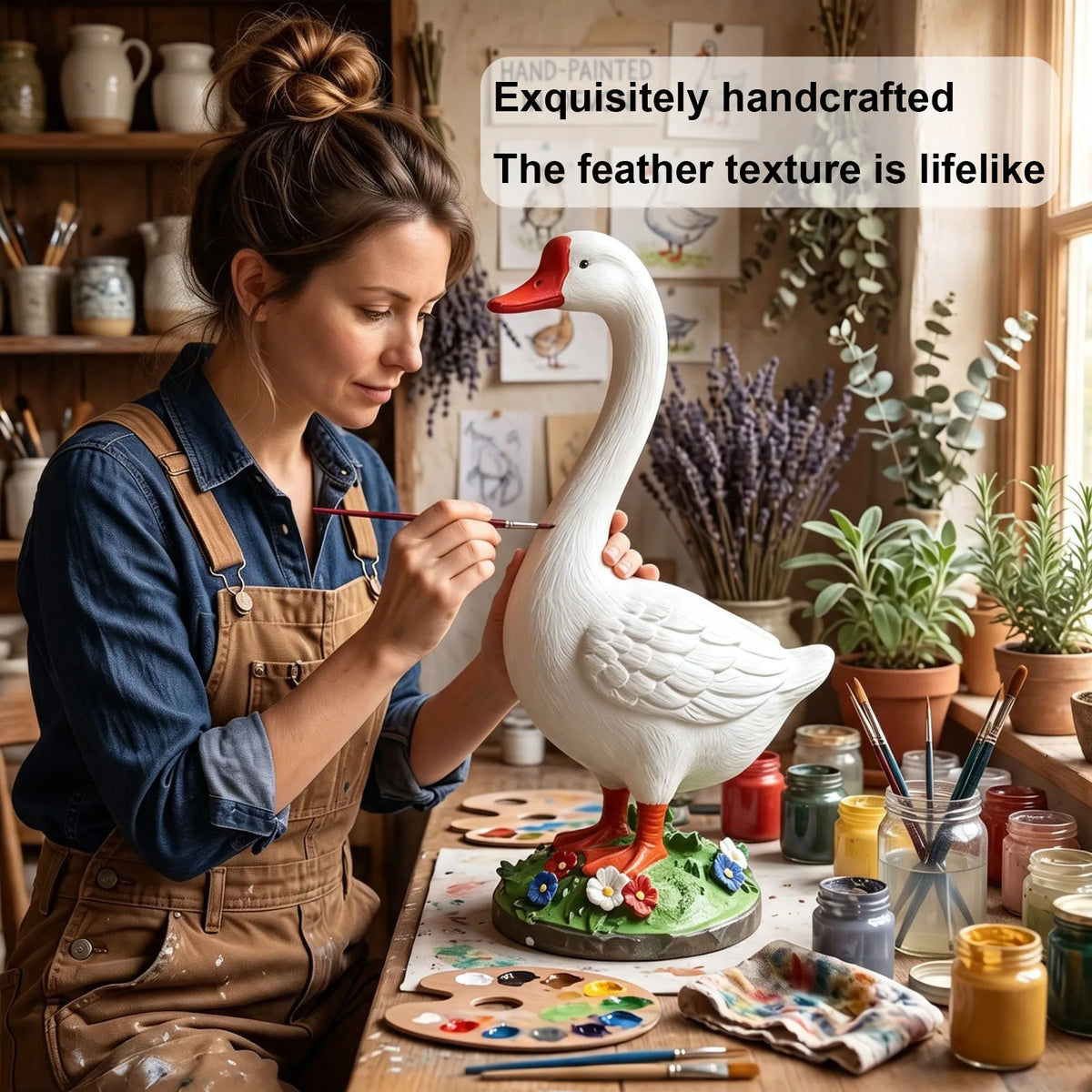 Kesoto DIY Paintable Garden Goose Statue For Outdoor Yard Decor