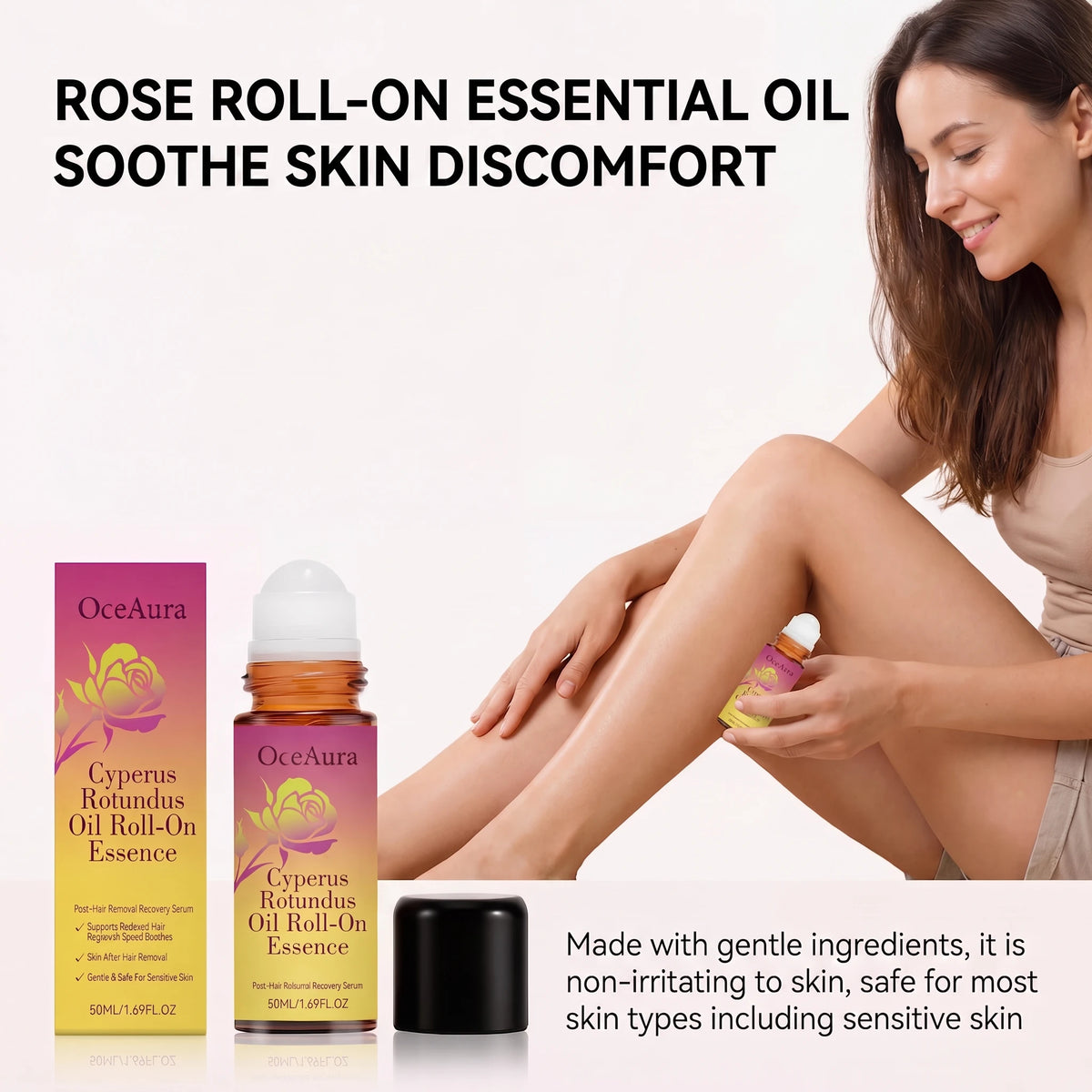 OceAura Rose Fragrance Oil Roller For Nourishing Skin And Massage