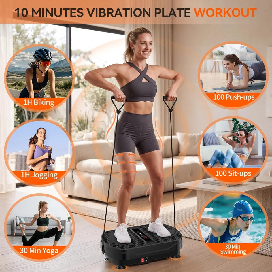 Vibration Plate Exercise Machine With Remote Control And Resistance Bands