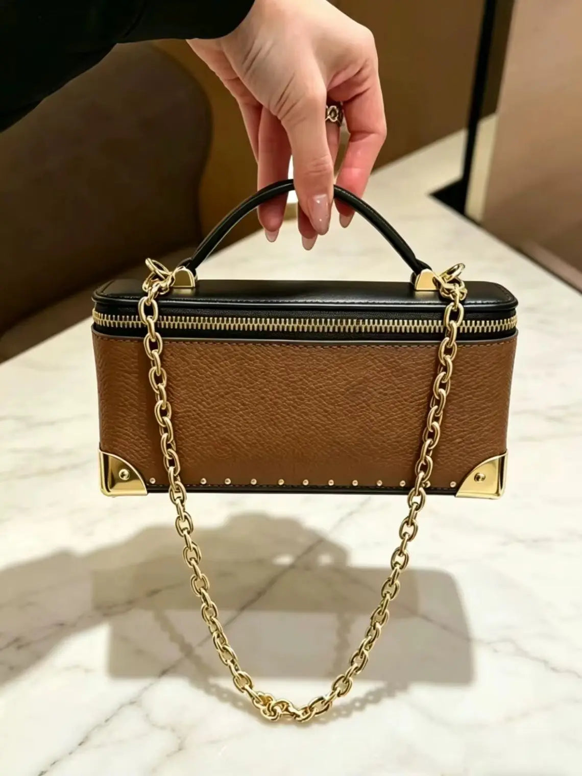 Canvas Makeup Bag For Women With Chain Crossbody Handbag
