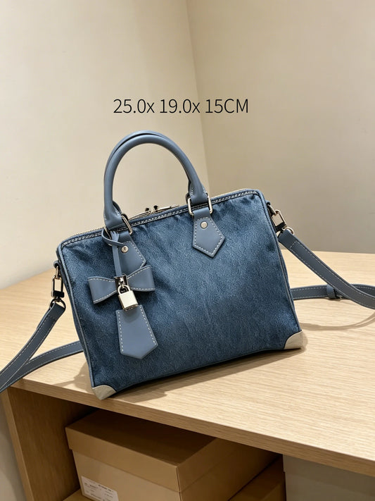 Denim Shoulder Handbag For Women With Adjustable Strap
