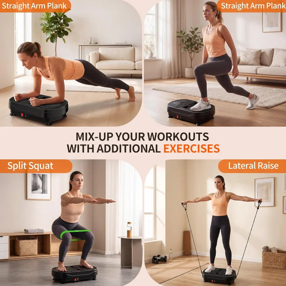 Vibration Plate Exercise Machine With Remote Control And Resistance Bands