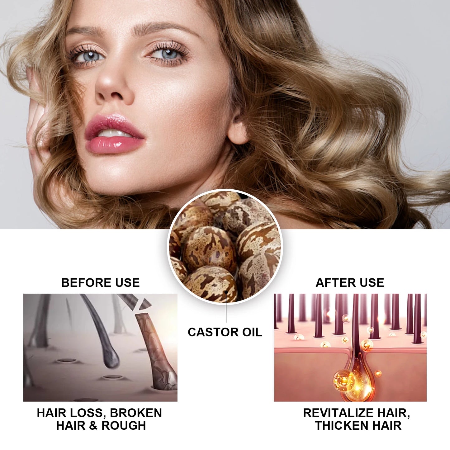 HOEGOA Castor Oil For Hair Thickening Nourishing Scalp Care