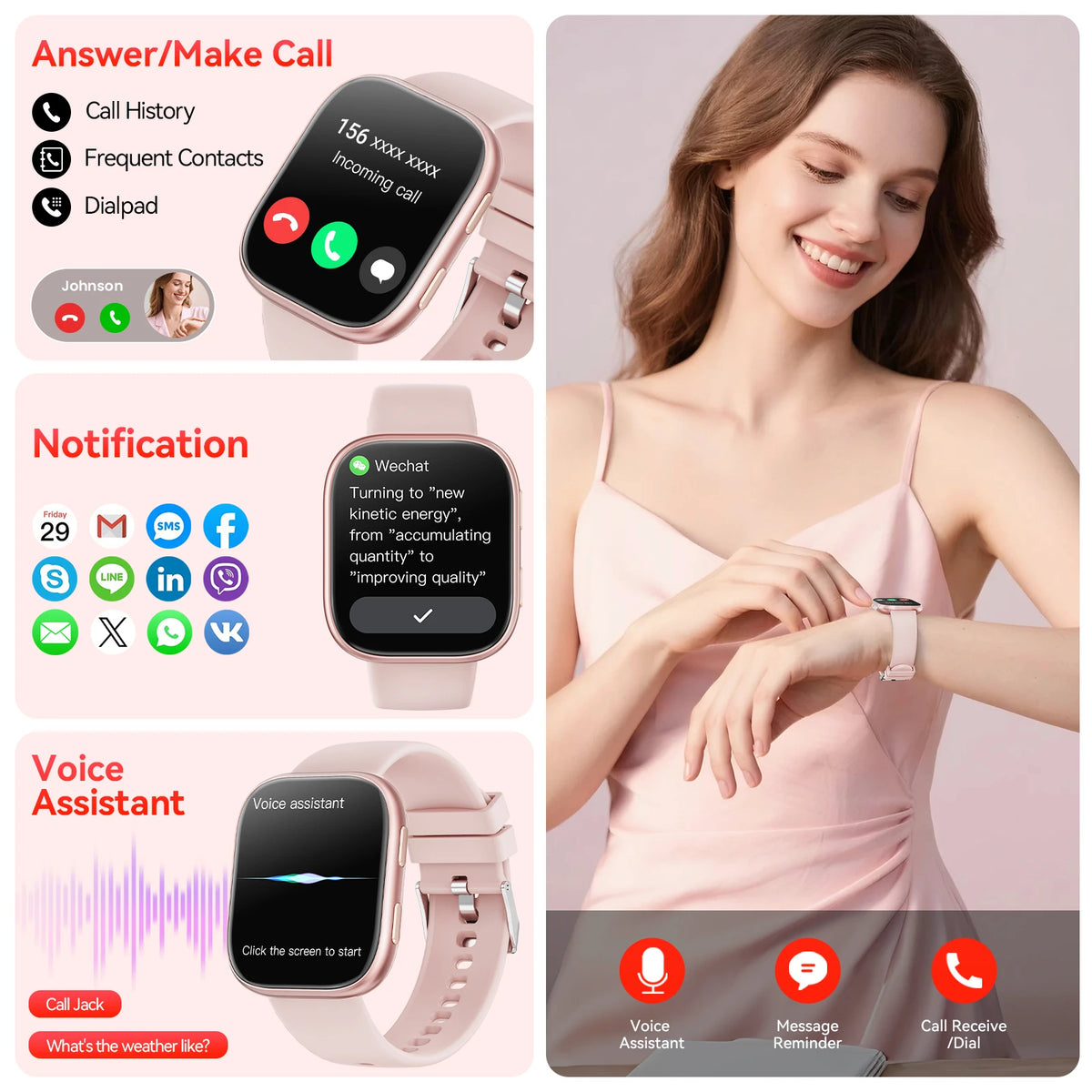 Smartwatch With Bluetooth Calling Fitness Tracking Heart Rate Monitor
