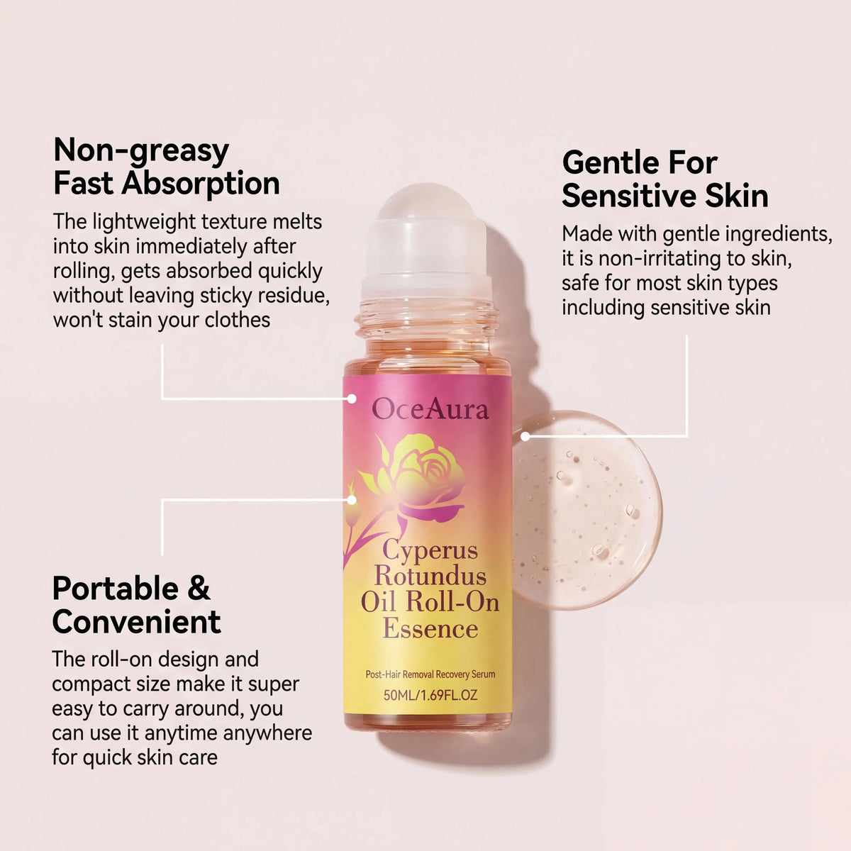OceAura Rose Fragrance Oil Roller For Nourishing Skin And Massage