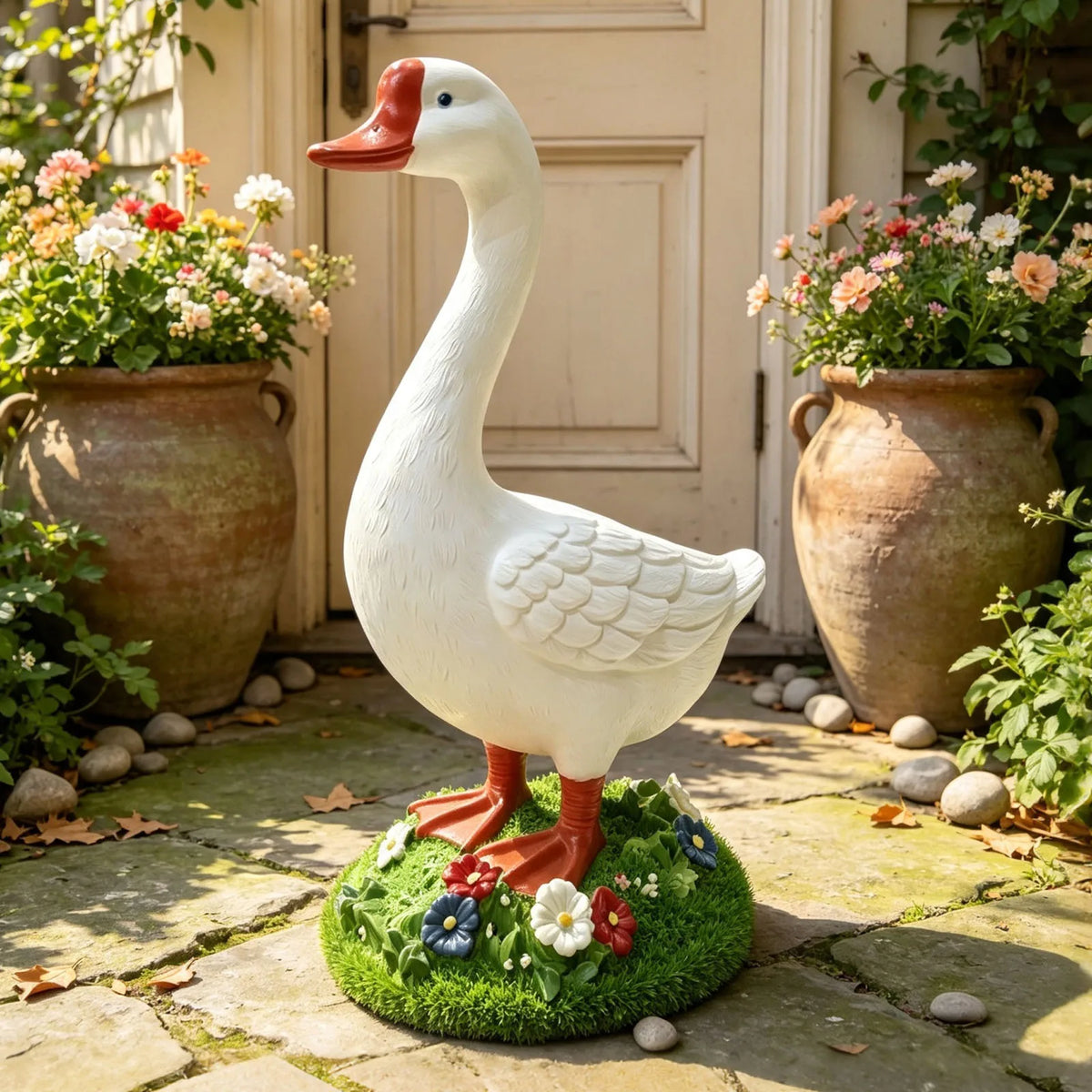 Kesoto DIY Paintable Garden Goose Statue For Outdoor Yard Decor