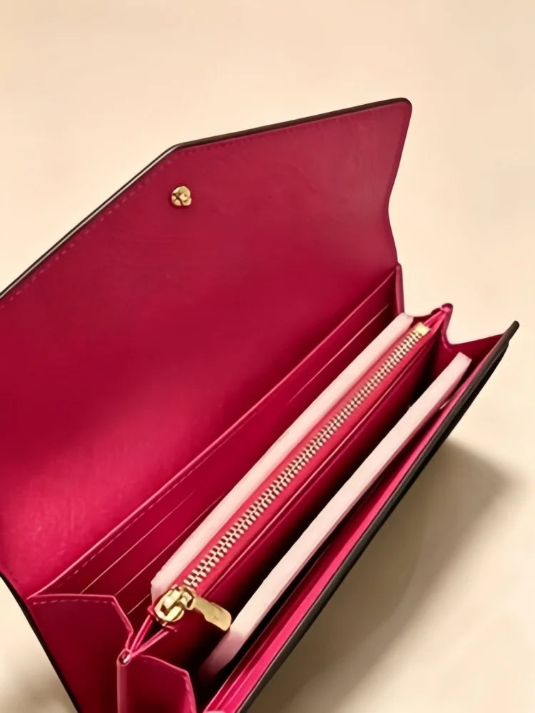 Women PU Clutch Wallet With Flap Modern Fashion Card Holder