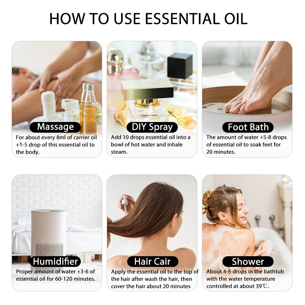 PHATOIL Pure Natural Essential Oils Set Rose Orange Lemon Lavender