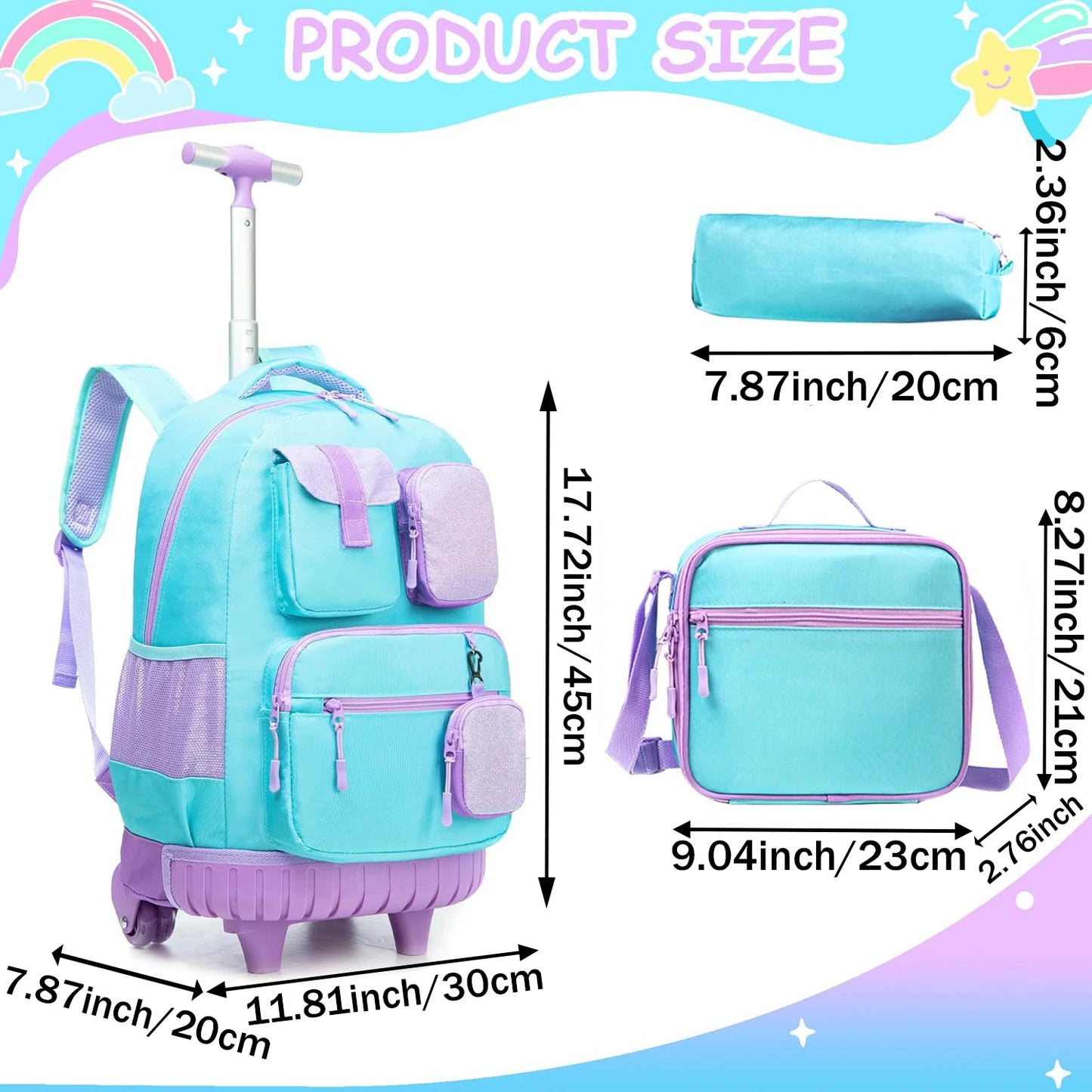 MYHSBYO Rolling Backpack For School Girls With Wheels