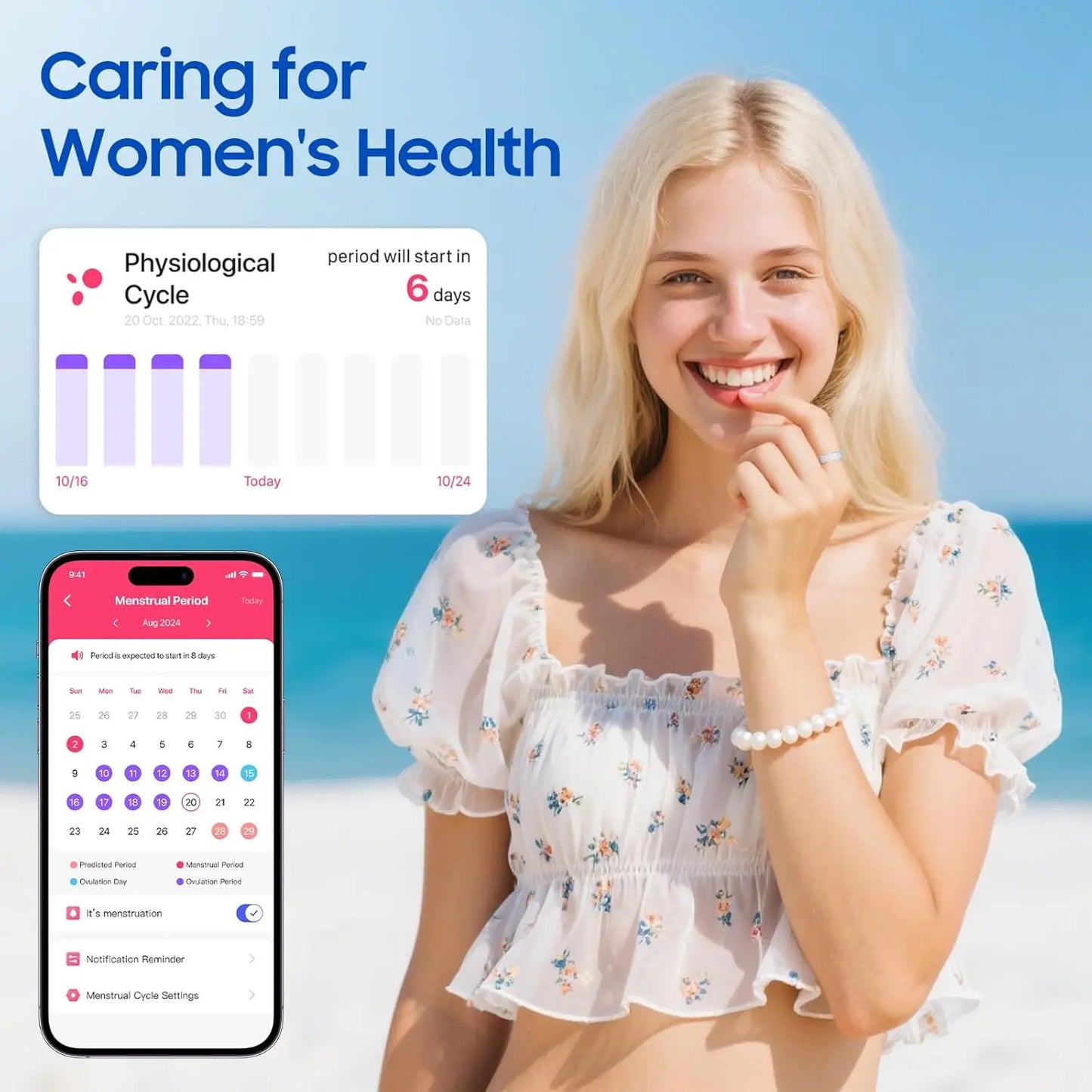 Smart Ring Health Tracker for Sleep and Activity, IP68 Waterproof