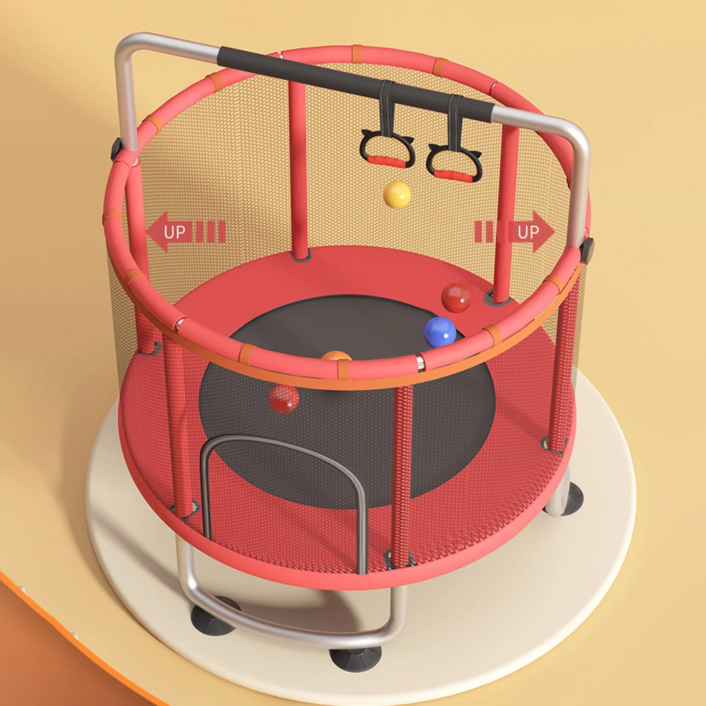 Kids Trampoline With Basketball Hoop And Enclosure Net