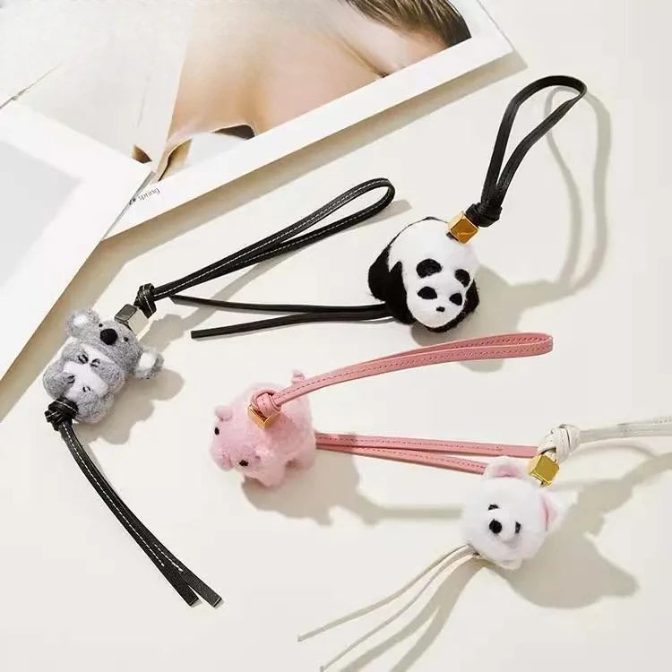 Handmade Wool Felt Animal Bag Charms With Keychain Pendants