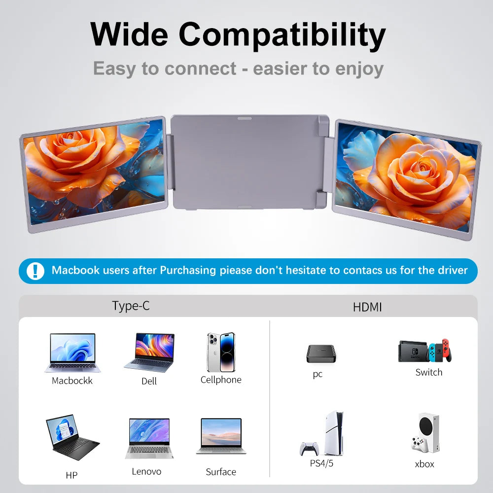 Ecooper Dual Screen Portable Monitor for Computers and Gaming Consoles