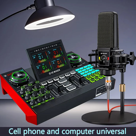 Tenlamp Audio Interface Mixer Microphone Bundle For PC Mobile