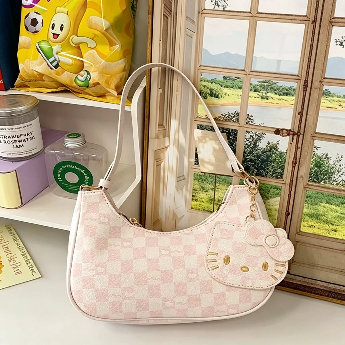 Mesuca Women PU Leather Shoulder Bag With Cartoon Pendant