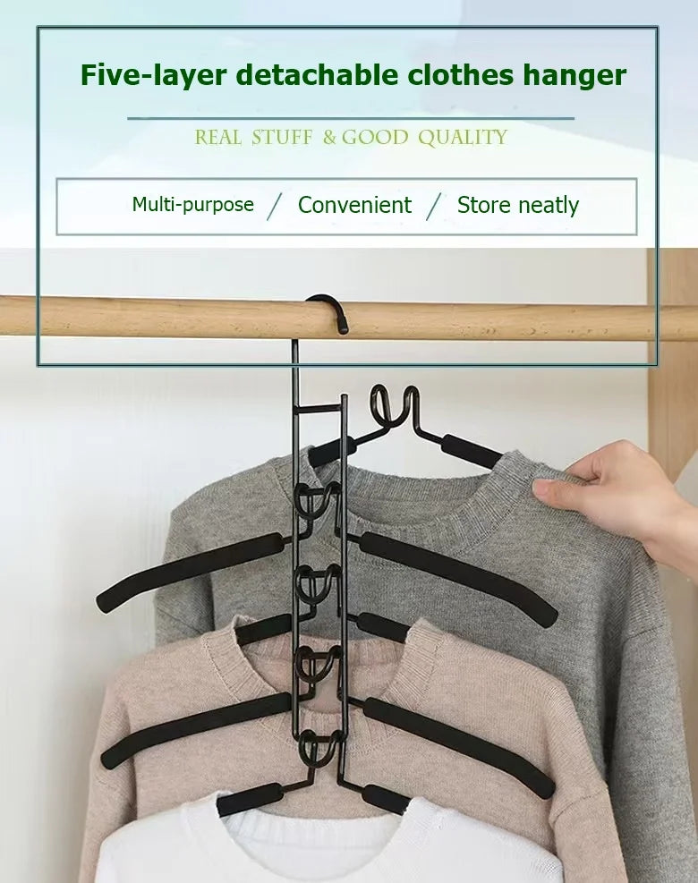 Detachable Multi Layer Clothes Hanger With Anti Slip Sponge Storage