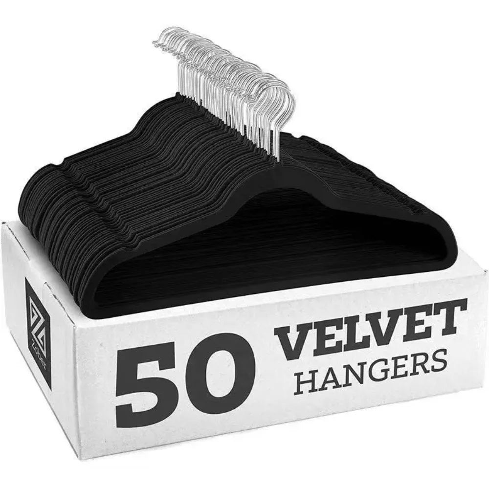 COBASPORT Velvet Hangers 50 Pack Heavy Duty Non Slip With 360 Degree Hook