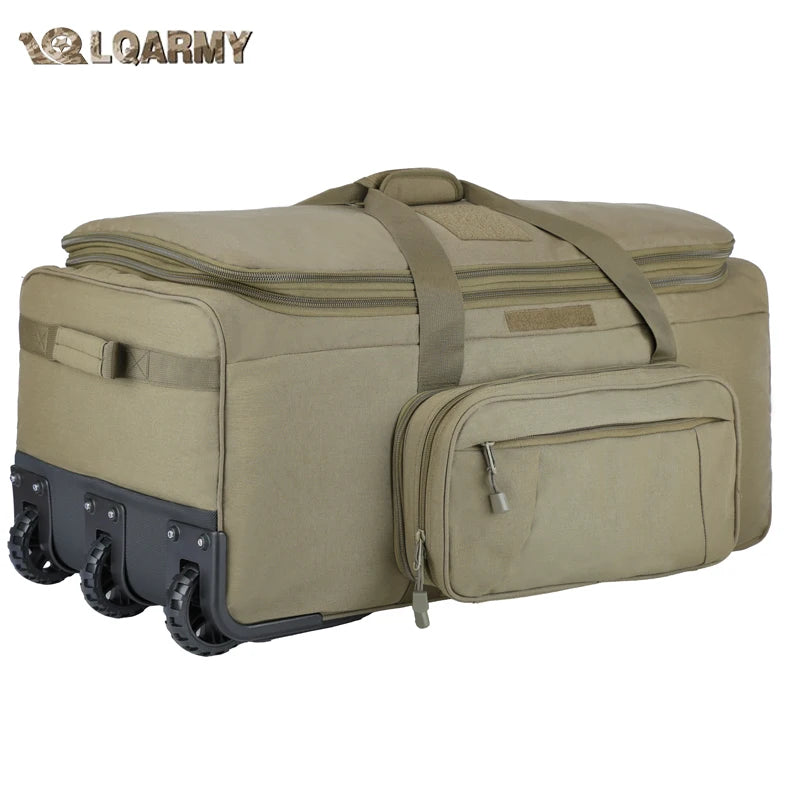 LQARMY 124L Outdoor Travel Bag Waterproof Nylon Trolley Case
