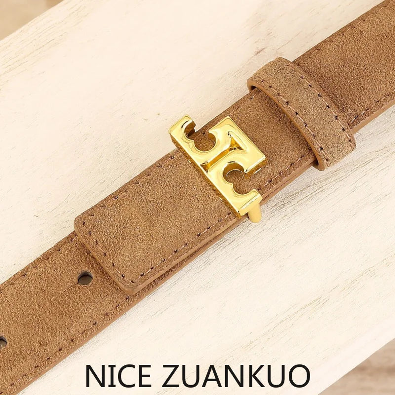 Zuankuo Women's Genuine Leather Suede Fashion Belt With Creative Design