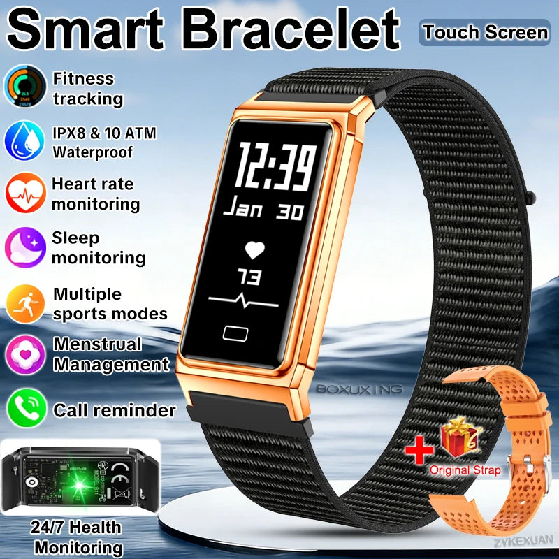Fitness Tracker Smart Bracelet IPX8 Waterproof Touch Screen Health Monitor