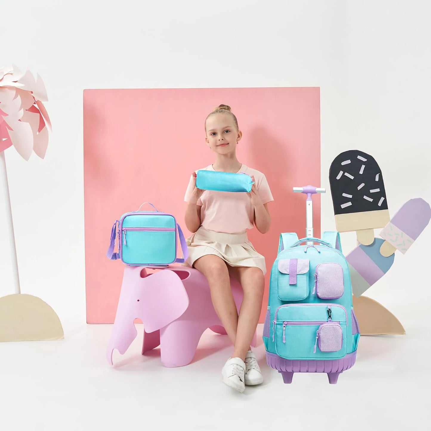 MYHSBYO Rolling Backpack For School Girls With Wheels