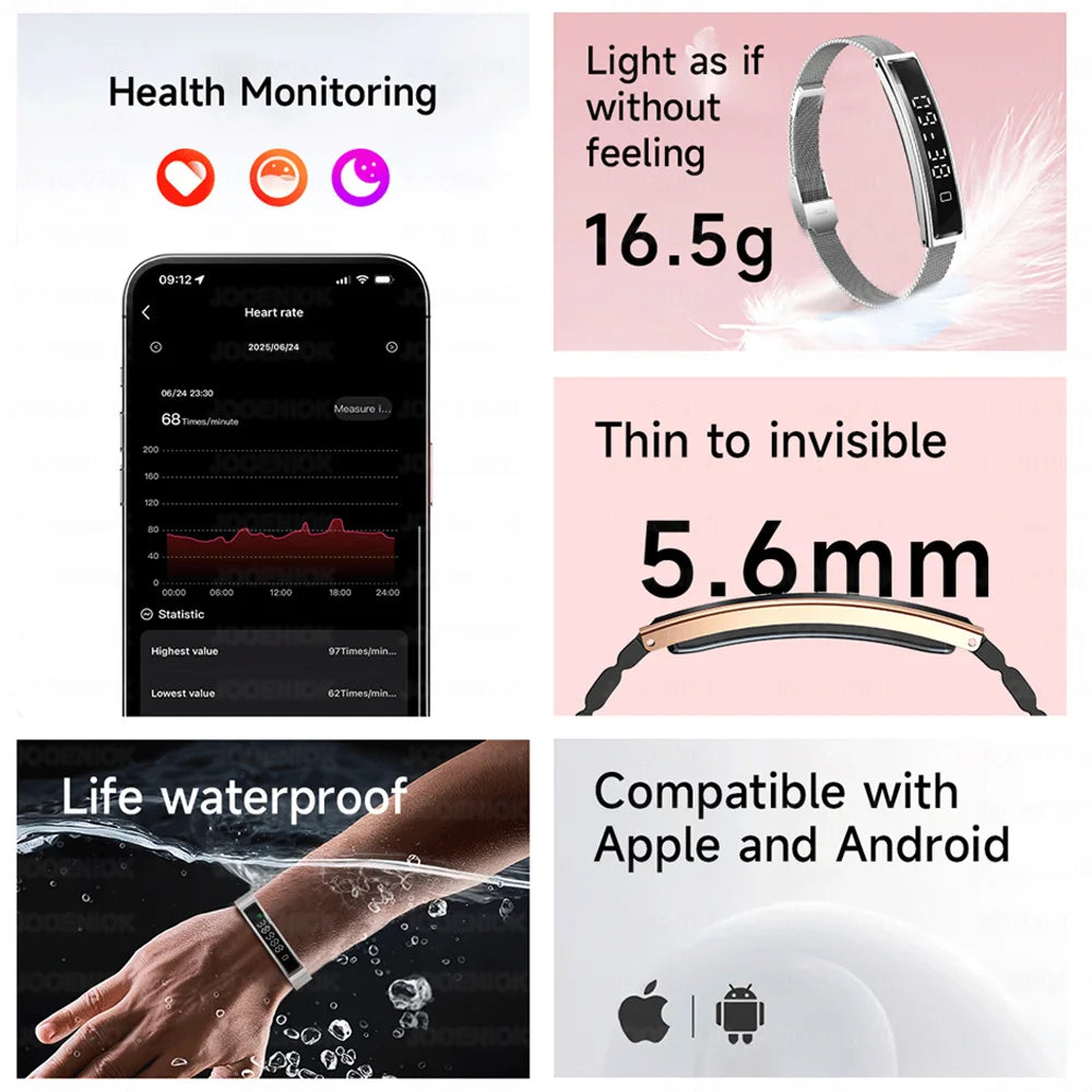 Waterproof Smart Band With Heart Rate Blood Oxygen Monitor