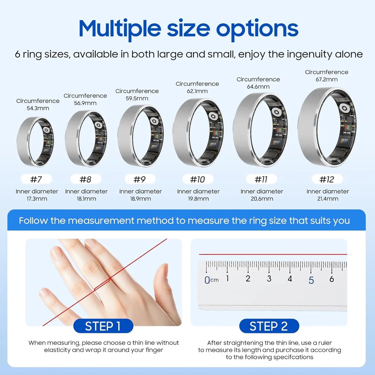 Smart Ring Health Tracker for Sleep and Activity, IP68 Waterproof