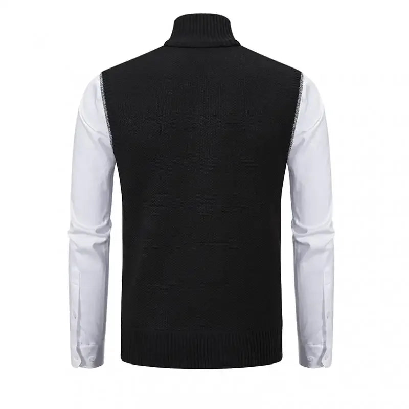 Men's Knit Zipper Vest Mandarin Collar Sleeveless Casual
