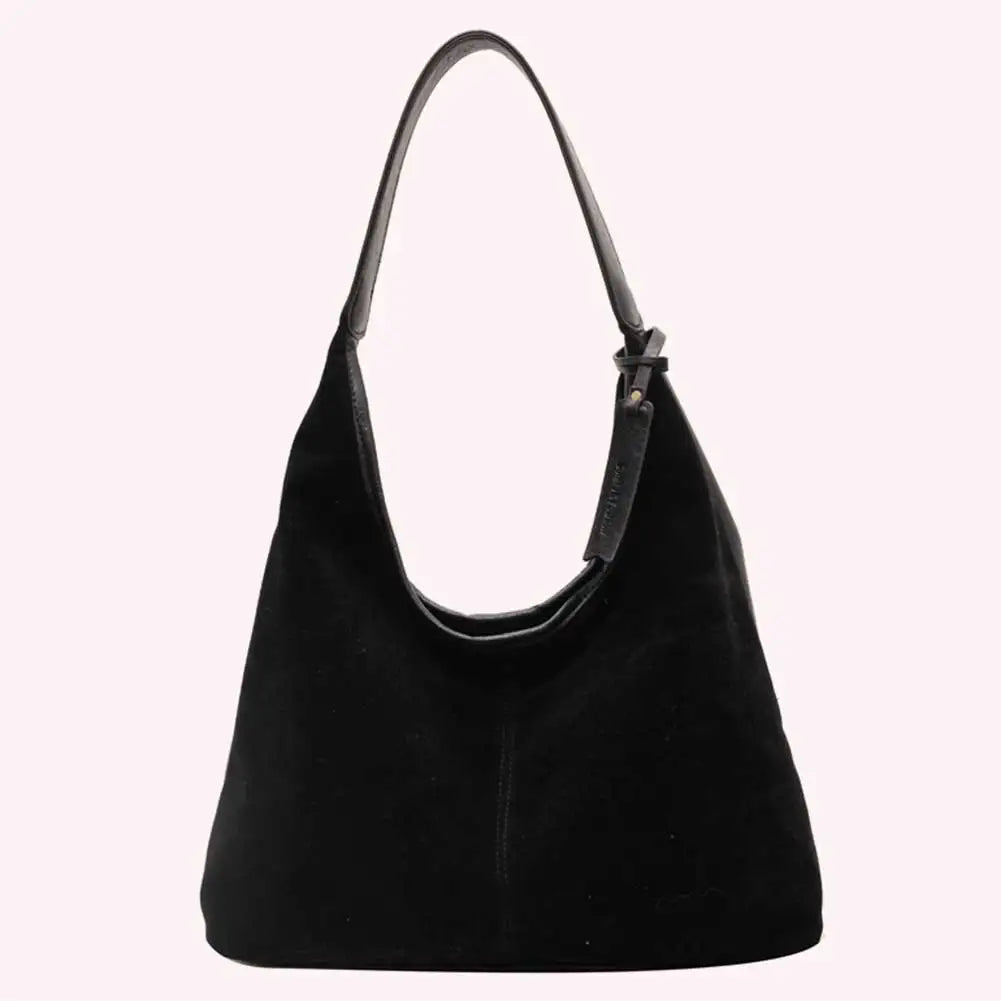 Women Suede Tote Bag Magnetic Closure Shoulder Handbag PU