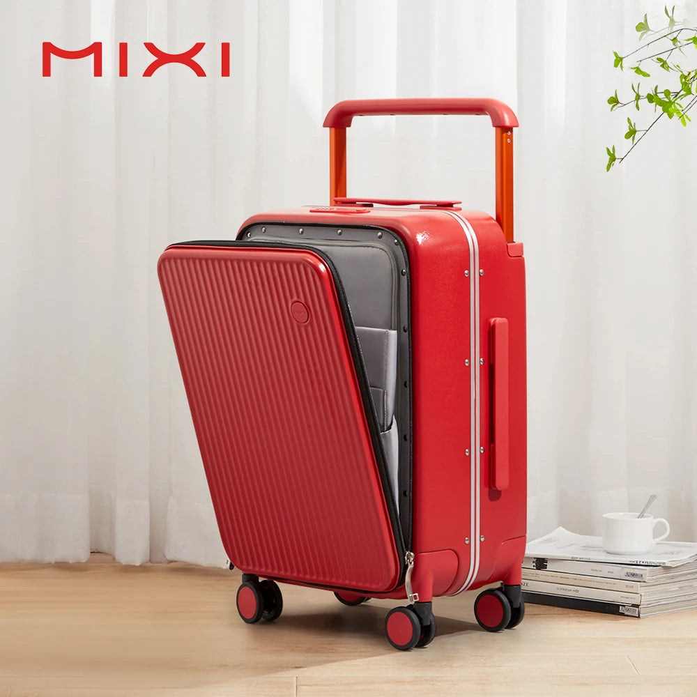 Mixi Front Laptop Pocket Carry On Luggage With Wide Handle