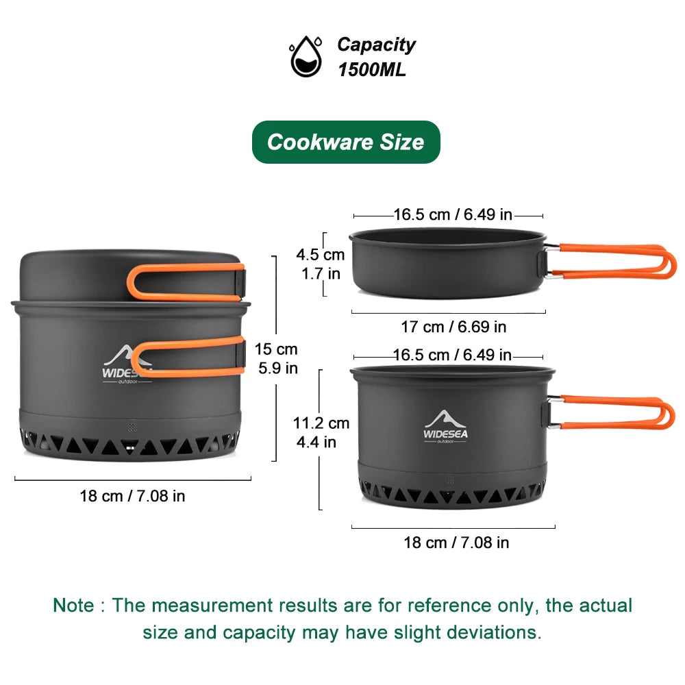 Widesea Outdoor Camping Cookware Set With Pots Kettle And Cups