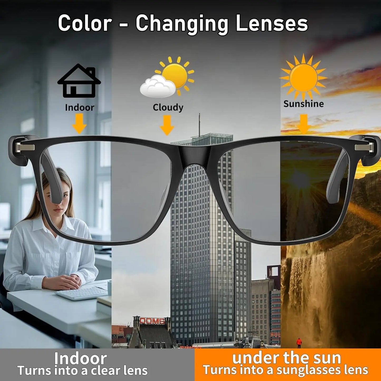 Giinova AI Translation Glasses Photochromic Lenses Real Time 160 Languages