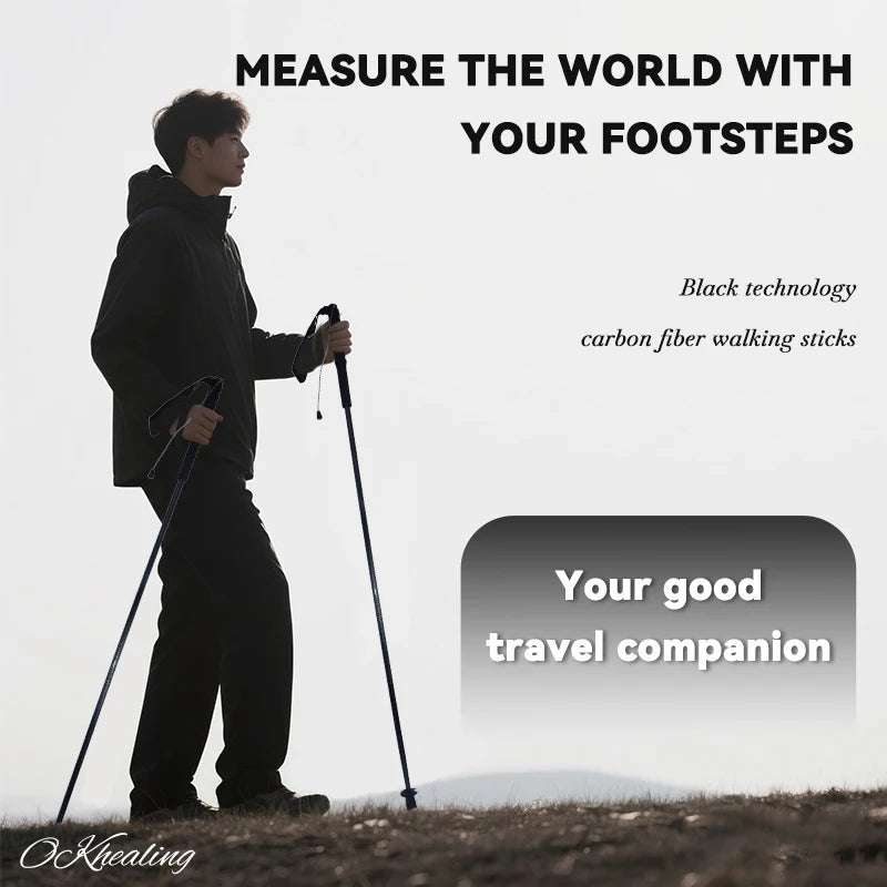 Okhealing Carbon Fiber Antishock Trekking Poles For Outdoor Hiking
