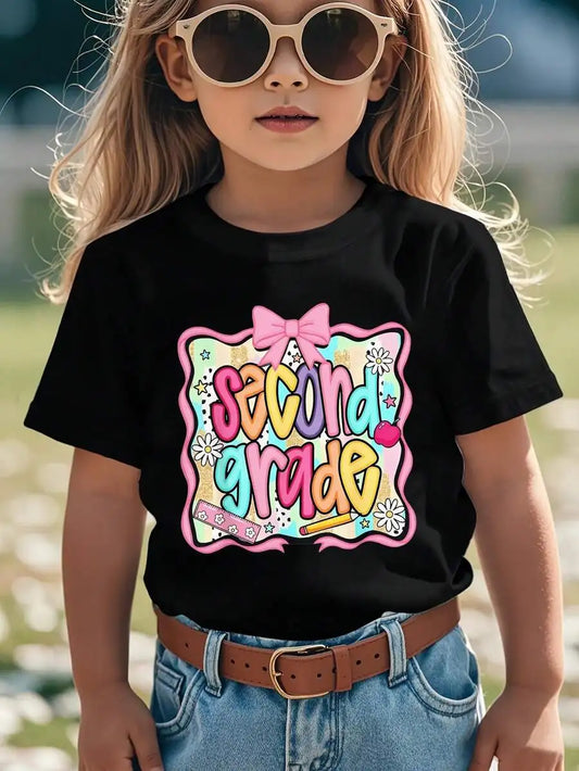 Cotton Graphic T-Shirt For Boys Girls Bow Pattern Design