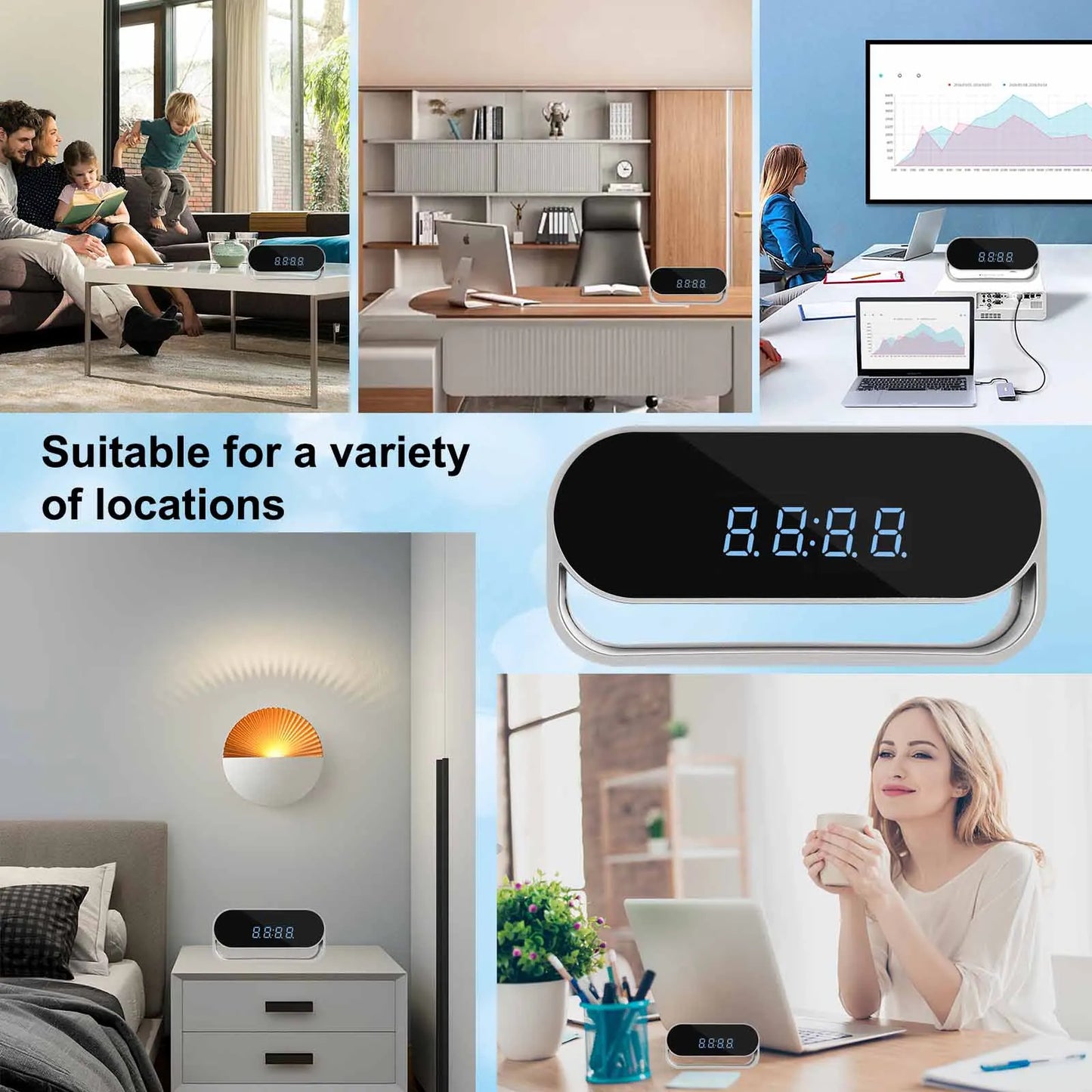 Ouvis 4K Camera Clock WiFi Night Vision and Motion Detection