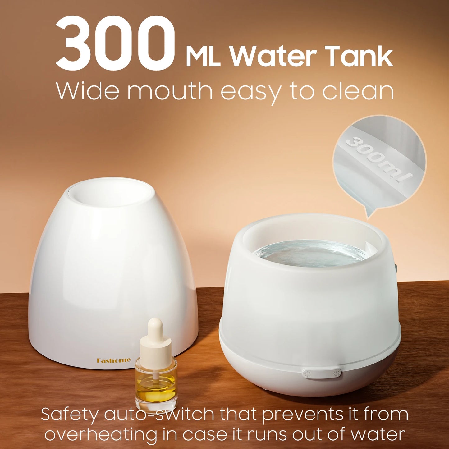 Fashome Ultrasonic Essential Oil Diffuser Humidifier With LED Lights