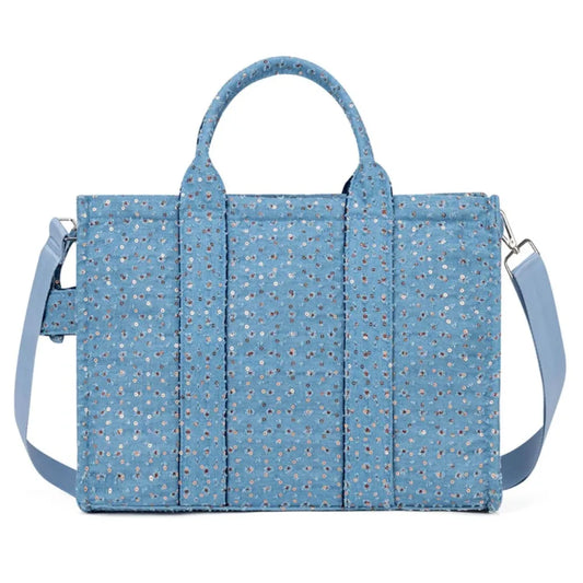 Sequined Canvas Crossbody Tote Bag With Secure Zipper