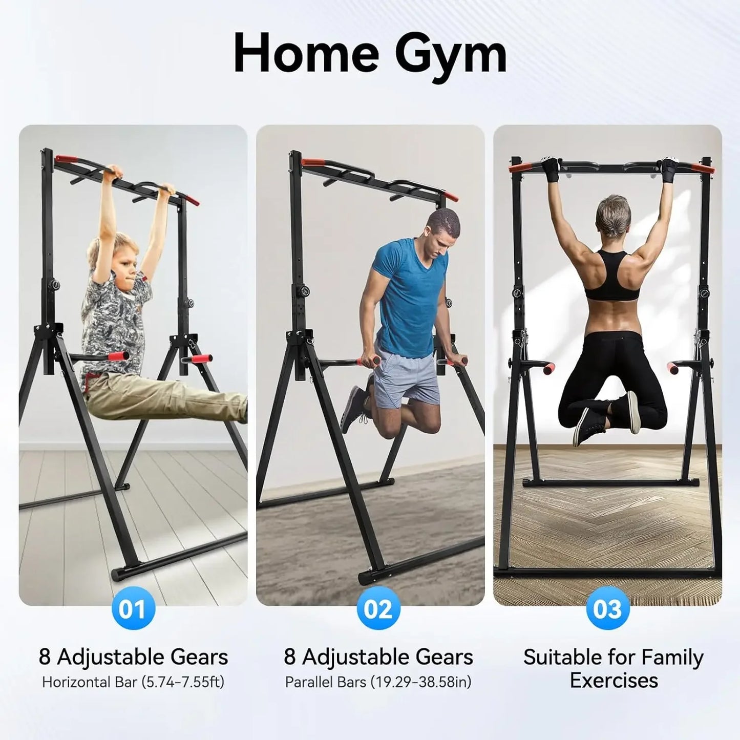 Foldable Power Tower Dip Station With Triangular Pull Up Bar