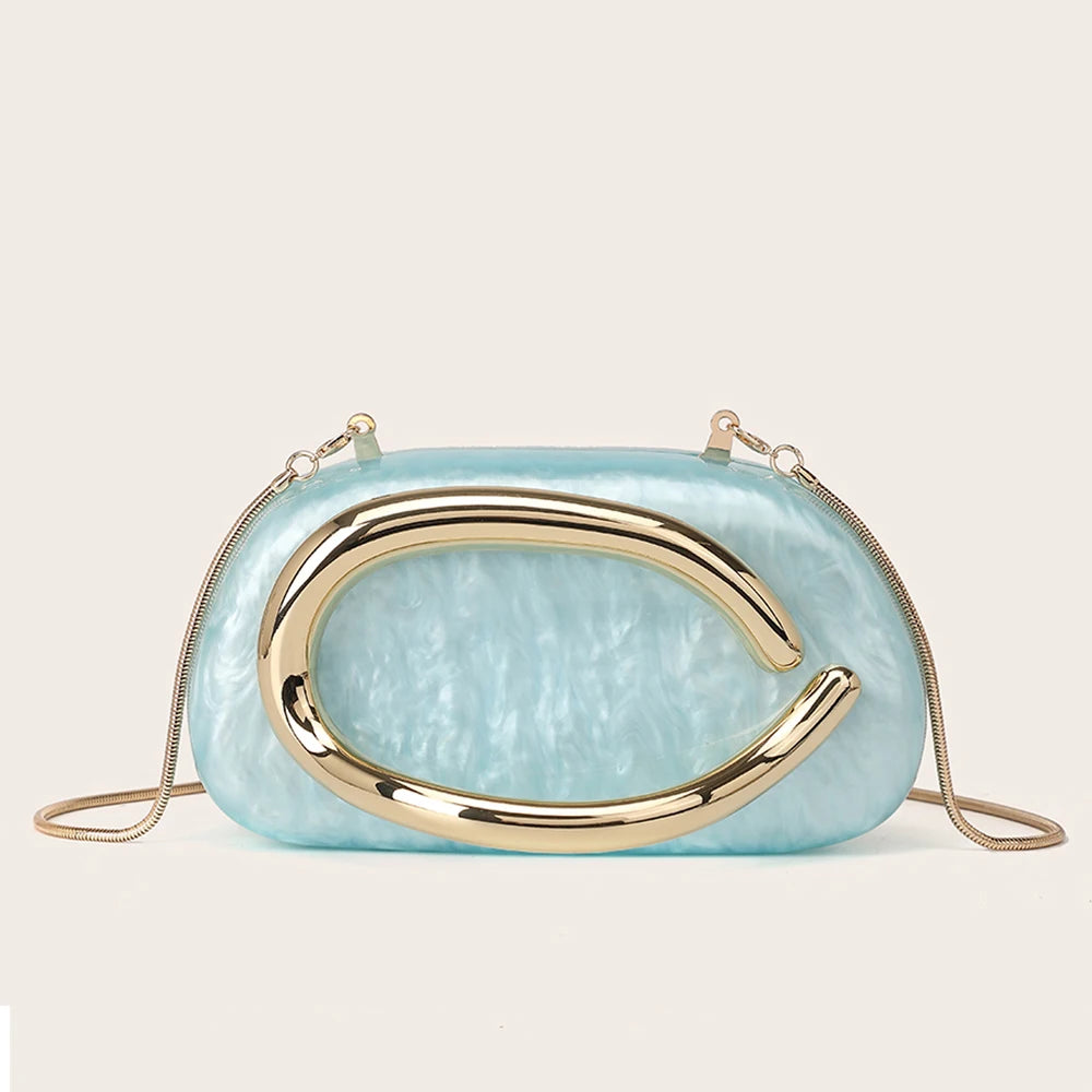 YYW Womens Metal Clutch Bag Luxury Evening Banquet Wedding Purse