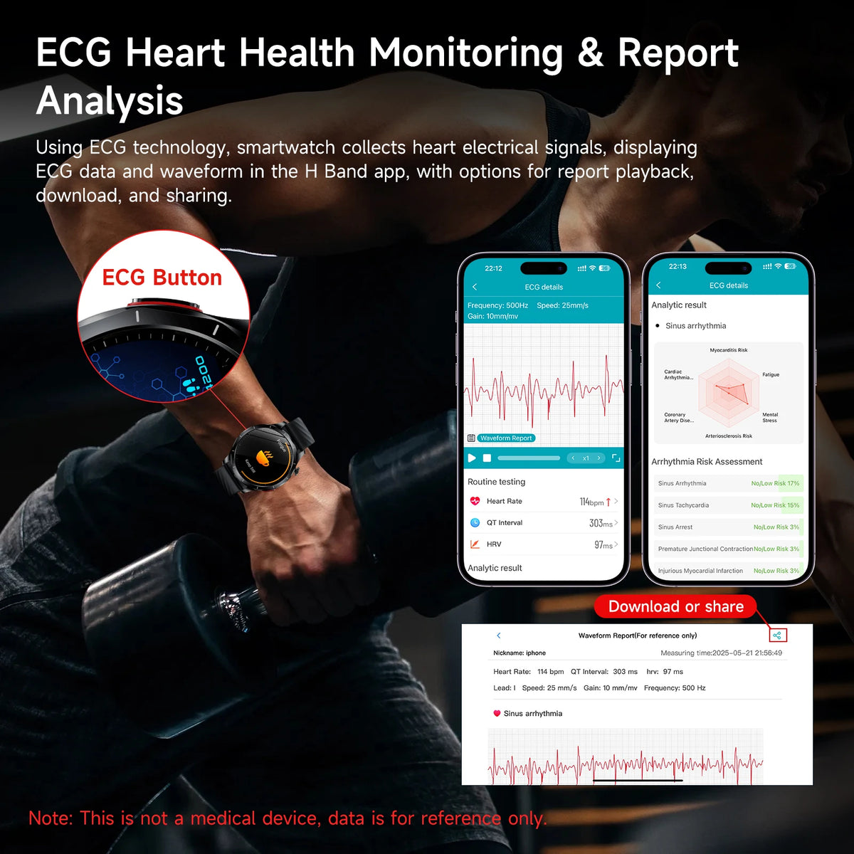Marsyu ECG PPG Health Smart Watch Featuring Heart Rate Tracking